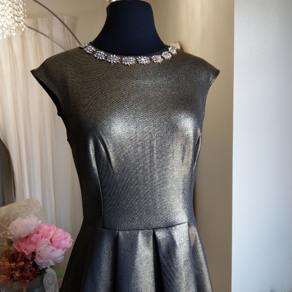 🍒NWT🍒 TED BAKER BEJEWELED FIT & FLARE DRESS - Picture 2 of 13